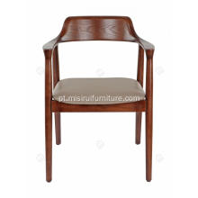 Design Cadeiras de couro cinza Cadeiras de madeira maciça
